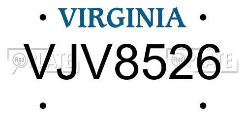 VJV8526 Virginia License Plate