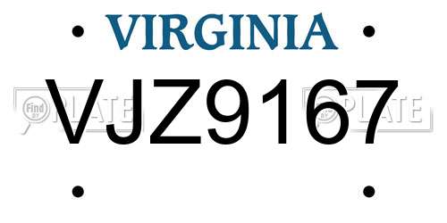 VJZ9167 Virginia License Plate
