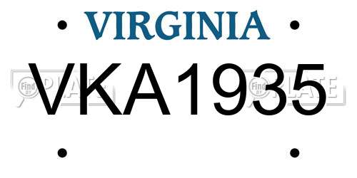 VKA1935 Virginia License Plate