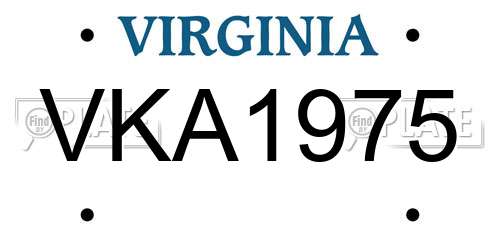 VKA1975 Virginia License Plate