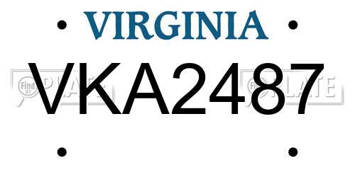 VKA2487 Virginia License Plate