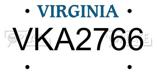 VKA2766 Virginia License Plate
