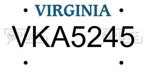 VKA5245 Virginia License Plate