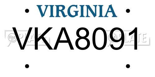 VKA8091 Virginia License Plate