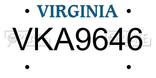 VKA9646 Virginia License Plate