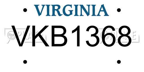 VKB1368 Virginia License Plate