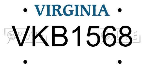 VKB1568 Virginia License Plate