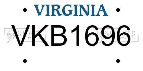 VKB1696 Virginia License Plate