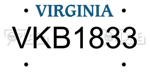 VKB1833 Virginia License Plate