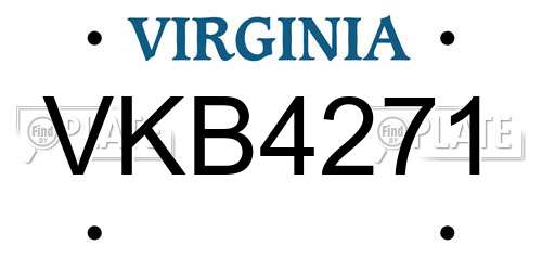 VKB4271 Virginia License Plate