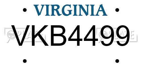 VKB4499 Virginia License Plate