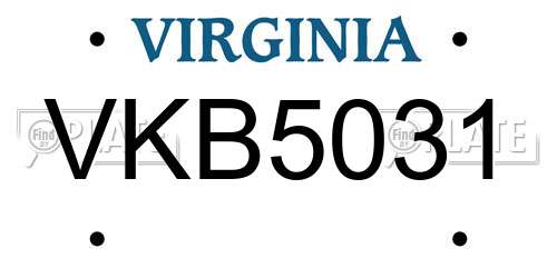 VKB5031 Virginia License Plate