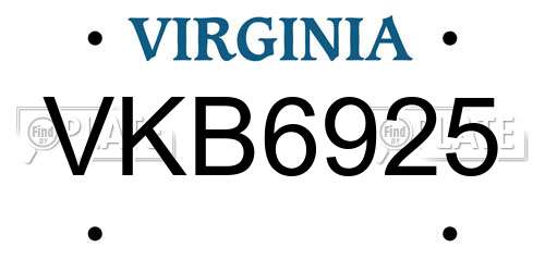 VKB6925 Virginia License Plate