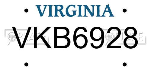 VKB6928 Virginia License Plate