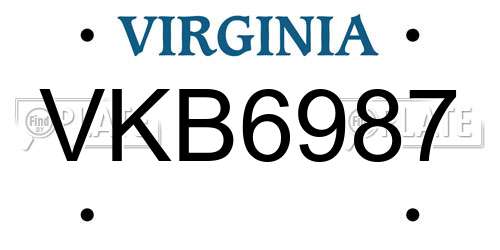 VKB6987 Virginia License Plate