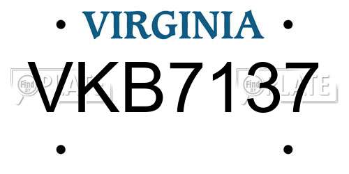 VKB7137 Virginia License Plate