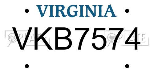 VKB7574 Virginia License Plate