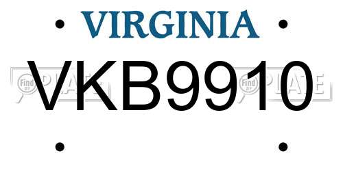 VKB9910 Virginia License Plate