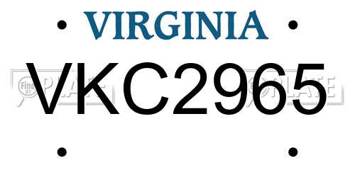 VKC2965 Virginia License Plate