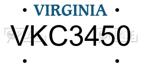 VKC3450 Virginia License Plate