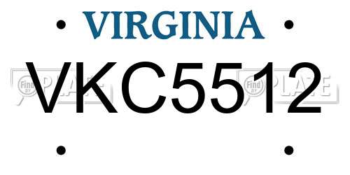 VKC5512 Virginia License Plate