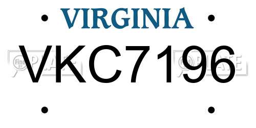 VKC7196 Virginia License Plate