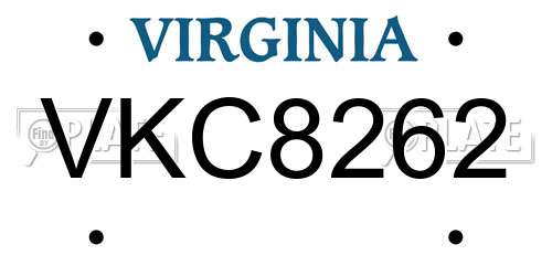 VKC8262 Virginia License Plate