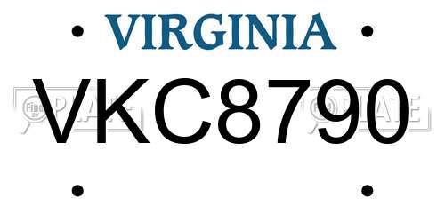 VKC8790 Virginia License Plate