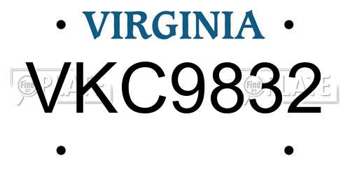 VKC9832 Virginia License Plate