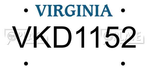 VKD1152 Virginia License Plate