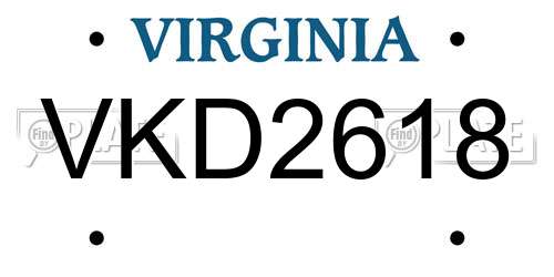 VKD2618 Virginia License Plate