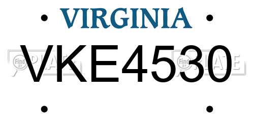 VKE4530 Virginia License Plate