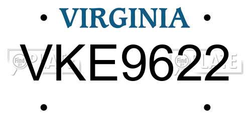 VKE9622 Virginia License Plate