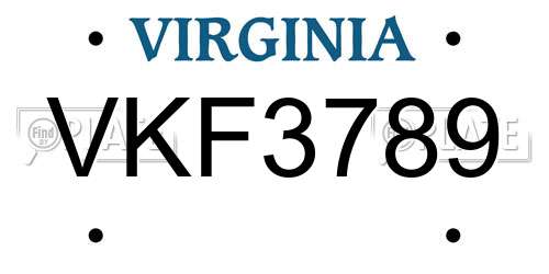 VKF3789 Virginia License Plate