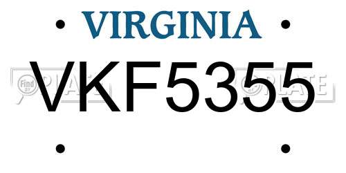 VKF5355 Virginia License Plate