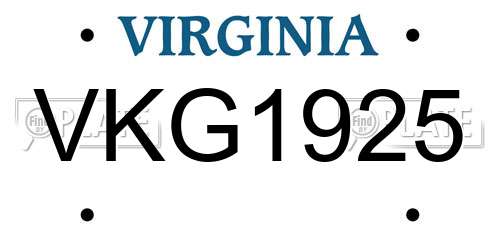 VKG1925 Virginia License Plate