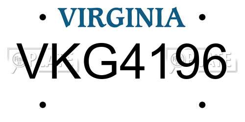 VKG4196 Virginia License Plate