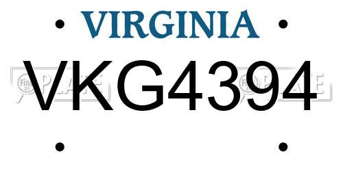 VKG4394 Virginia License Plate