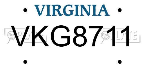 VKG8711 Virginia License Plate
