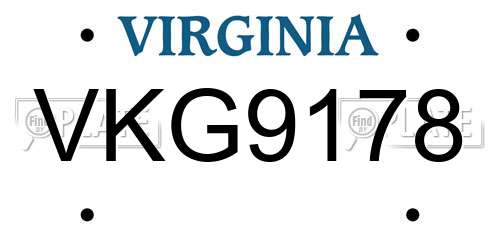 VKG9178 Virginia License Plate