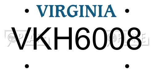 VKH6008 Virginia License Plate