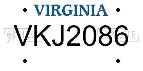 VKJ2086 Virginia License Plate