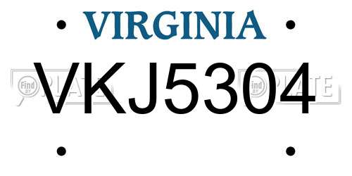 VKJ5304 Virginia License Plate