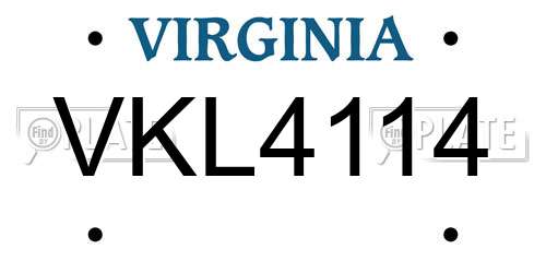 VKL4114 Virginia License Plate