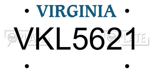 VKL5621 Virginia License Plate