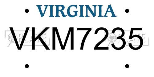 VKM7235 Virginia License Plate