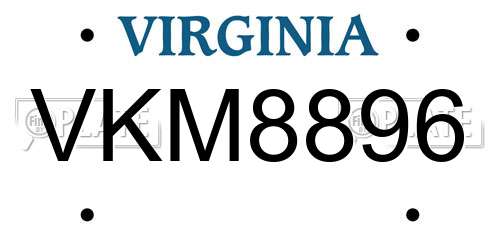 VKM8896 Virginia License Plate