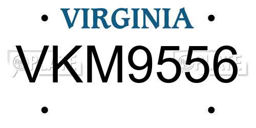 VKM9556 Virginia License Plate