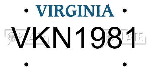 VKN1981 Virginia License Plate