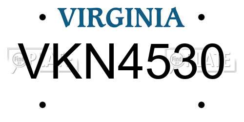 VKN4530 Virginia License Plate